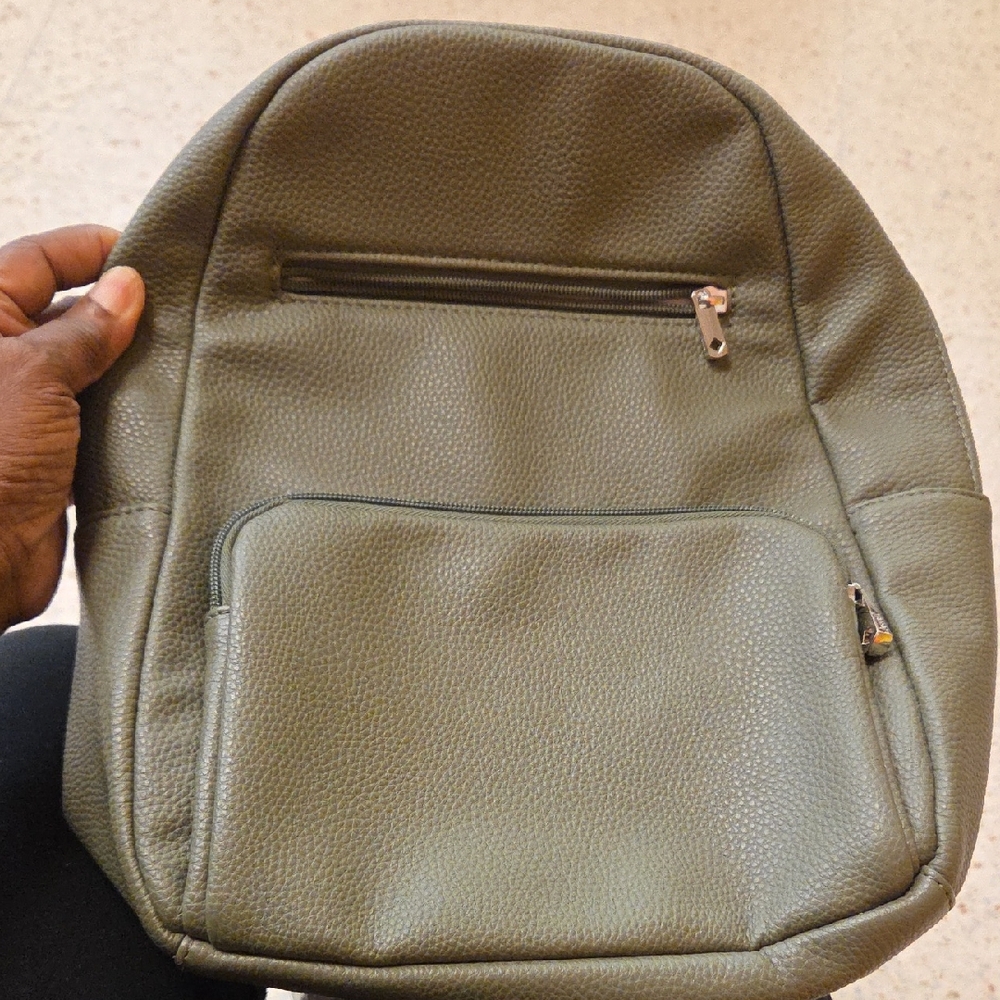 Olive Green Leather Backpack